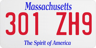 MA license plate 301ZH9