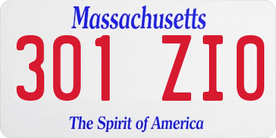 MA license plate 301ZI0