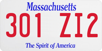 MA license plate 301ZI2