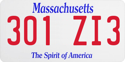 MA license plate 301ZI3