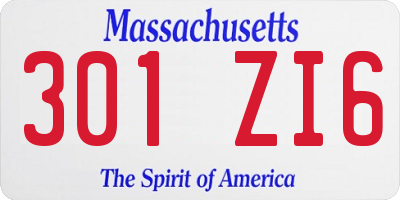 MA license plate 301ZI6