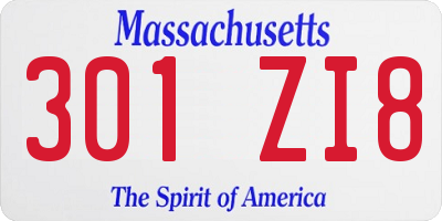 MA license plate 301ZI8