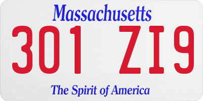 MA license plate 301ZI9