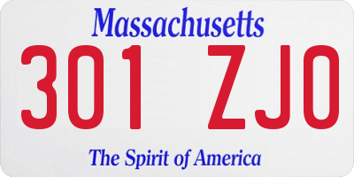 MA license plate 301ZJ0