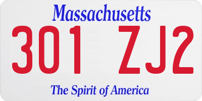 MA license plate 301ZJ2