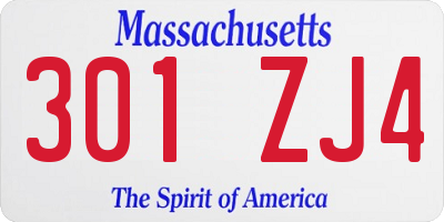 MA license plate 301ZJ4