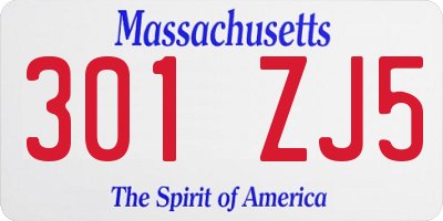 MA license plate 301ZJ5