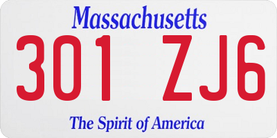 MA license plate 301ZJ6