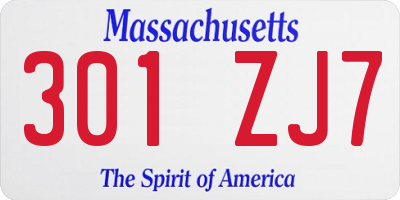 MA license plate 301ZJ7
