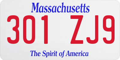 MA license plate 301ZJ9