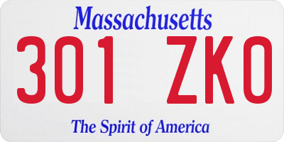 MA license plate 301ZK0