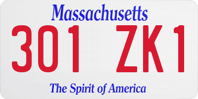 MA license plate 301ZK1