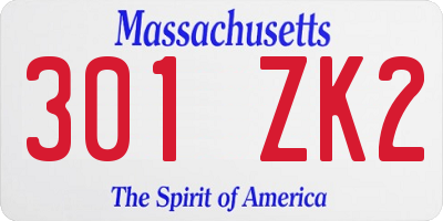 MA license plate 301ZK2
