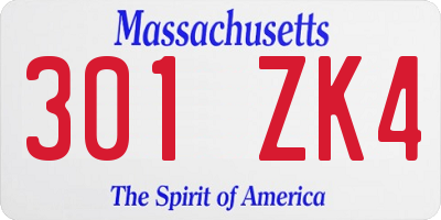 MA license plate 301ZK4