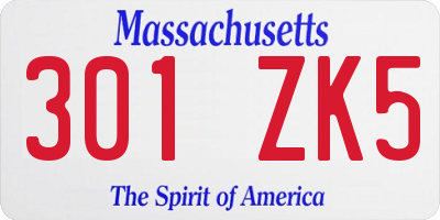 MA license plate 301ZK5