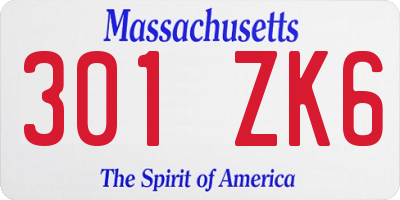 MA license plate 301ZK6