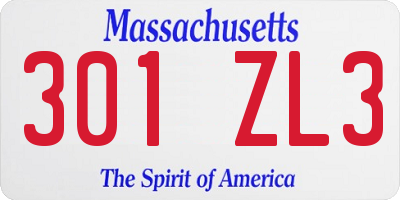 MA license plate 301ZL3