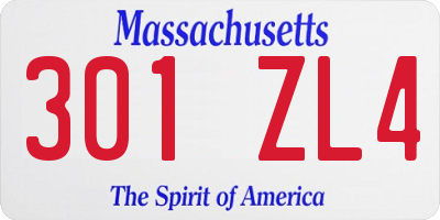 MA license plate 301ZL4