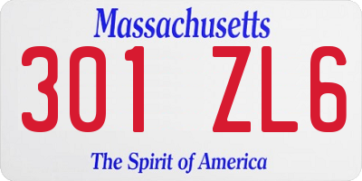 MA license plate 301ZL6