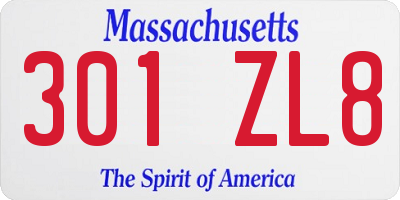 MA license plate 301ZL8