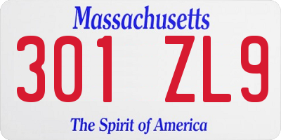 MA license plate 301ZL9