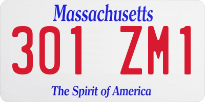 MA license plate 301ZM1