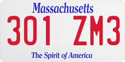 MA license plate 301ZM3