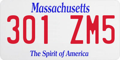 MA license plate 301ZM5