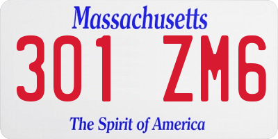 MA license plate 301ZM6