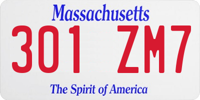 MA license plate 301ZM7