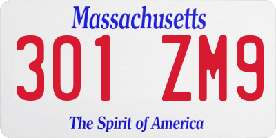 MA license plate 301ZM9