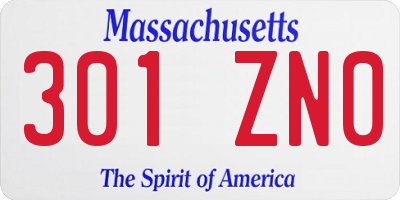 MA license plate 301ZN0