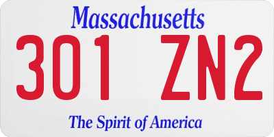 MA license plate 301ZN2