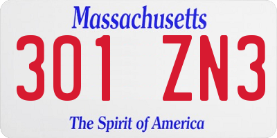 MA license plate 301ZN3