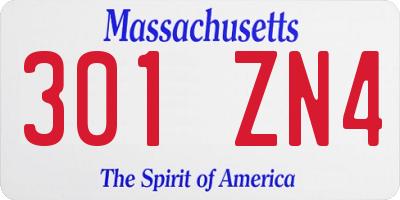 MA license plate 301ZN4
