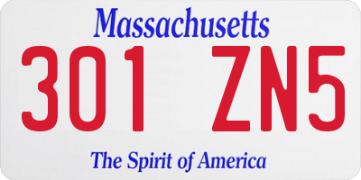 MA license plate 301ZN5