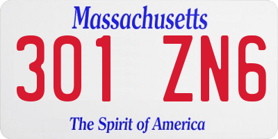 MA license plate 301ZN6