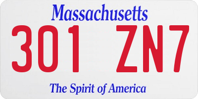 MA license plate 301ZN7