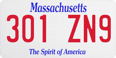 MA license plate 301ZN9