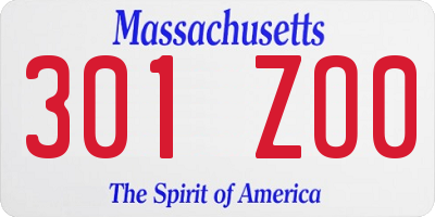 MA license plate 301ZO0