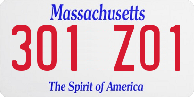 MA license plate 301ZO1