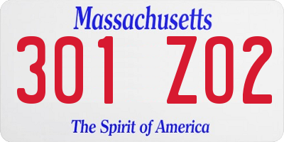 MA license plate 301ZO2