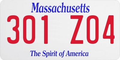 MA license plate 301ZO4