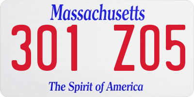 MA license plate 301ZO5