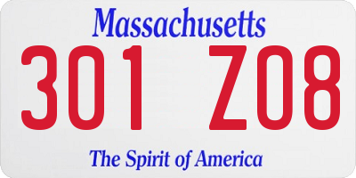 MA license plate 301ZO8
