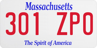 MA license plate 301ZP0