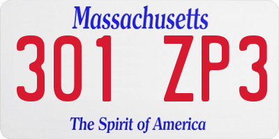 MA license plate 301ZP3