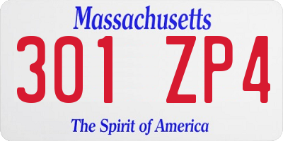 MA license plate 301ZP4