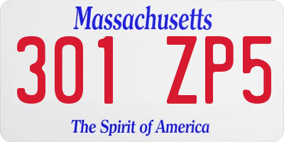 MA license plate 301ZP5