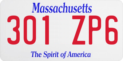 MA license plate 301ZP6